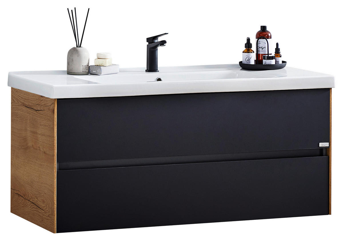 WASCHTISCHKOMBI 121 cm  - Chromfarben/Eichefarben, Design, Keramik/Holzwerkstoff (121cm) - Dieter Knoll