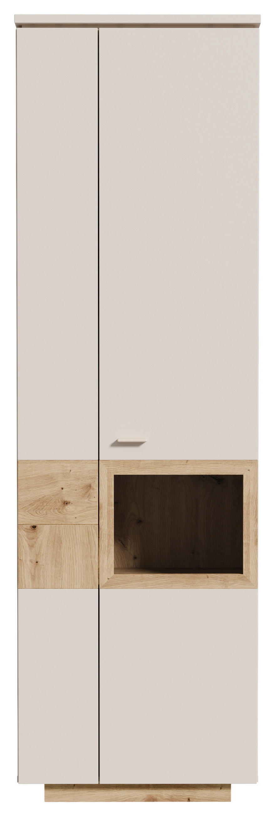 VITRINA, barve hrasta, peščene barve - siva/barve hrasta, Moderno, kovina/umetna masa (60,7/197,2/41,6cm) - Hom`in