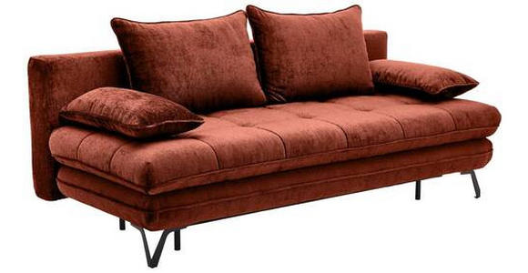 SCHLAFSOFA in Samt Terracotta  - Terracotta/Schwarz, Design, Textil/Metall (205/79-96/85cm) - Novel