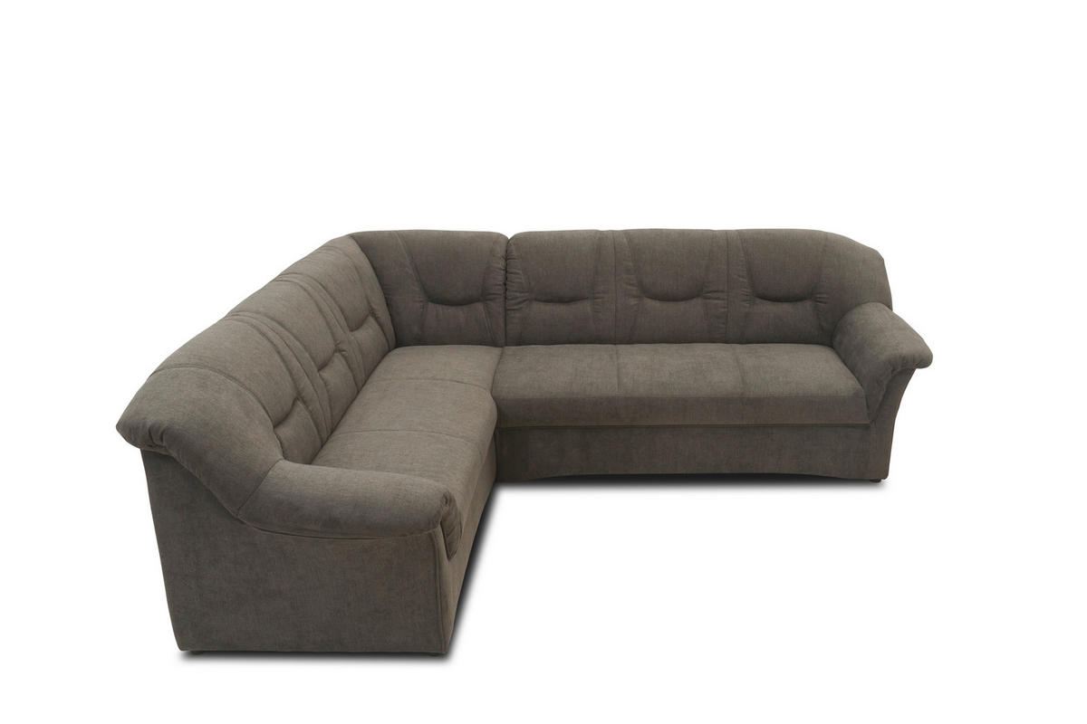 ECKSOFA Greige Mikrofaser  - Greige/Schwarz, KONVENTIONELL, Kunststoff/Textil (190/240cm) - MID.YOU