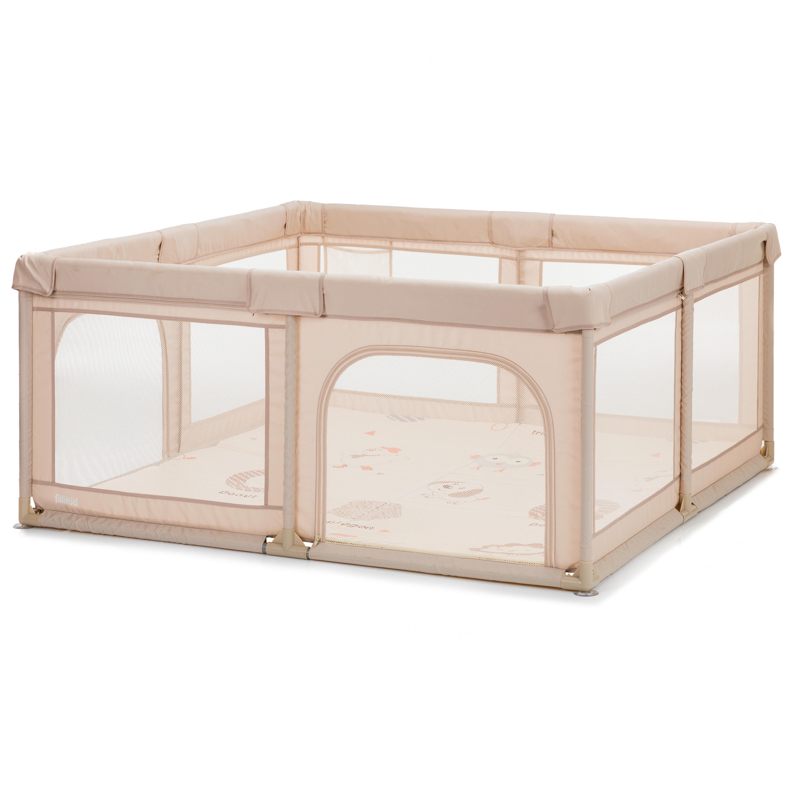 LAUFGITTER Malta 156/156/68 cm  - Beige, Basics, Textil/Metall (156/156/68cm) - Fillikid