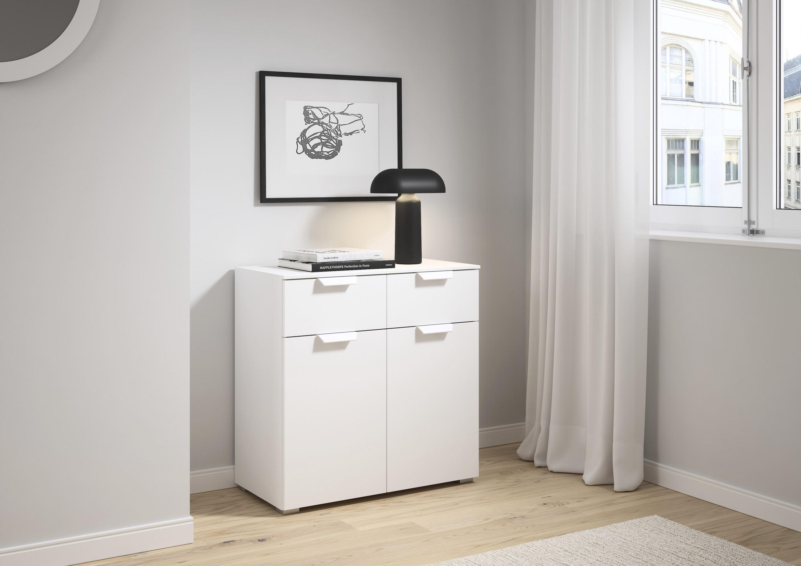 KOMMODE  in 80/81/42 cm  - Weiß, Design, Holzwerkstoff/Metall (80/81/42cm) - Carryhome