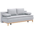 BOXSPRINGSOFA in Flachgewebe Hellgrau  - Eichefarben/Beige, Design, Holz/Textil (202/78/93/100cm) - Carryhome