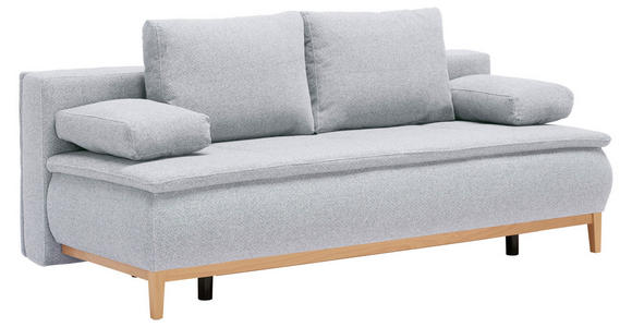 BOXSPRINGSOFA in Flachgewebe Hellgrau  - Eichefarben/Beige, Design, Holz/Textil (202/78/93/100cm) - Carryhome