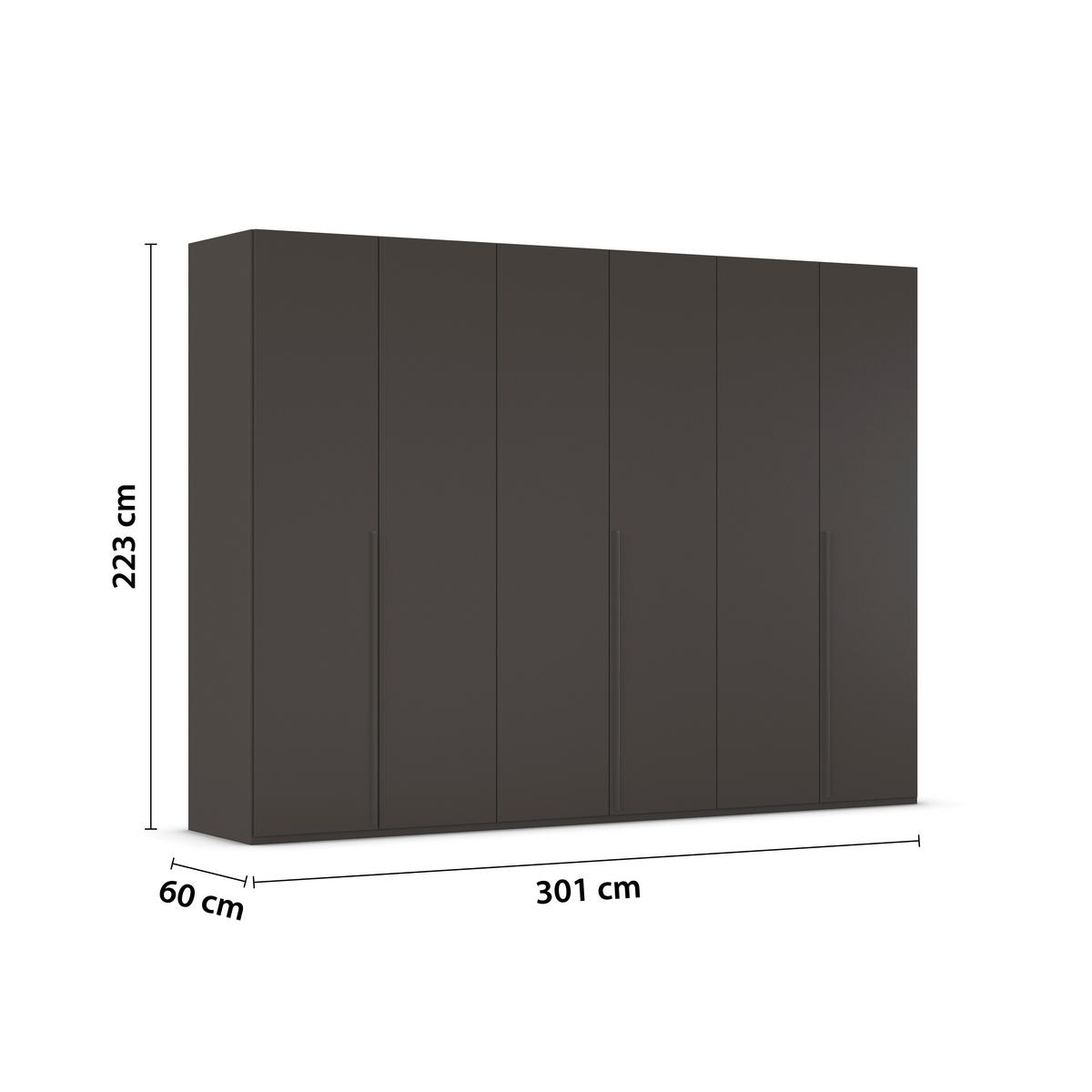 DREHTÜRENSCHRANK 301/223/60 cm 6-türig Graphitfarben  - Graphitfarben, Design, Holzwerkstoff/Metall (301/223/60cm) - home24