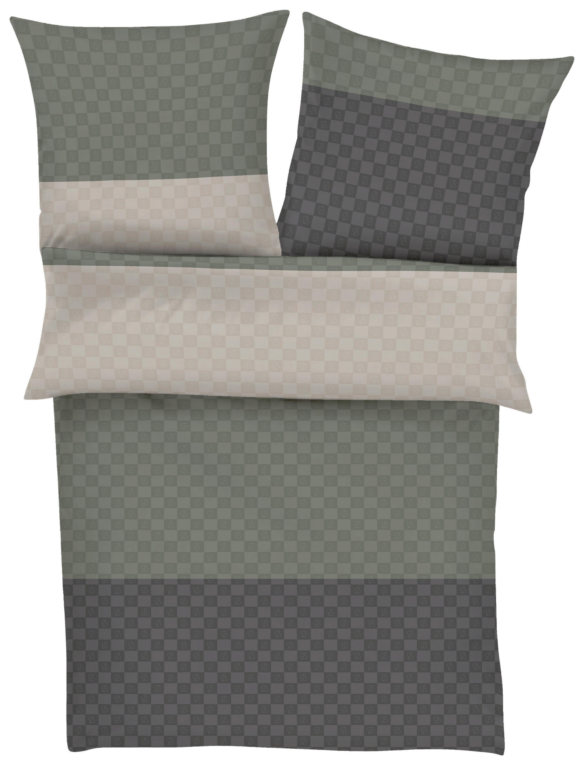 BETTWÄSCHE S. OLIVER SATIN Satin 140/200 cm  - Anthrazit/Olivgrün, KONVENTIONELL, Textil (140/200cm) - S. Oliver
