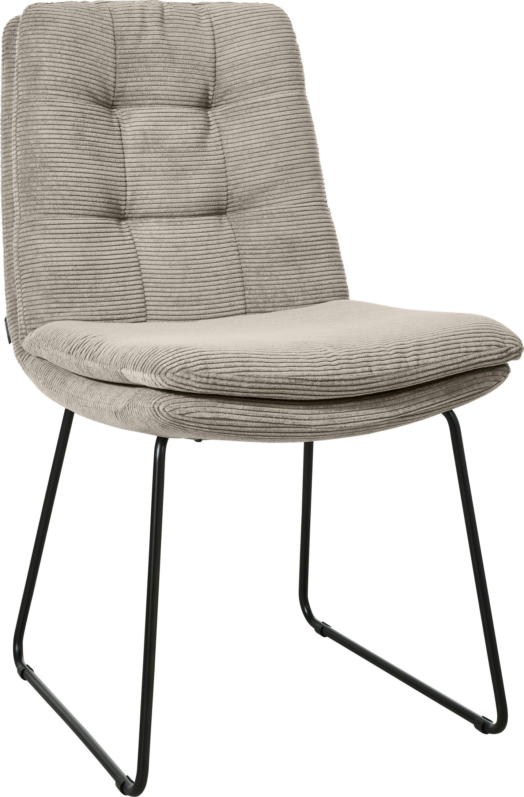 STUHL  in Cord Textil  - Sandfarben/Schwarz, Design, Textil/Metall (50/90/68cm) - Johann Jakob