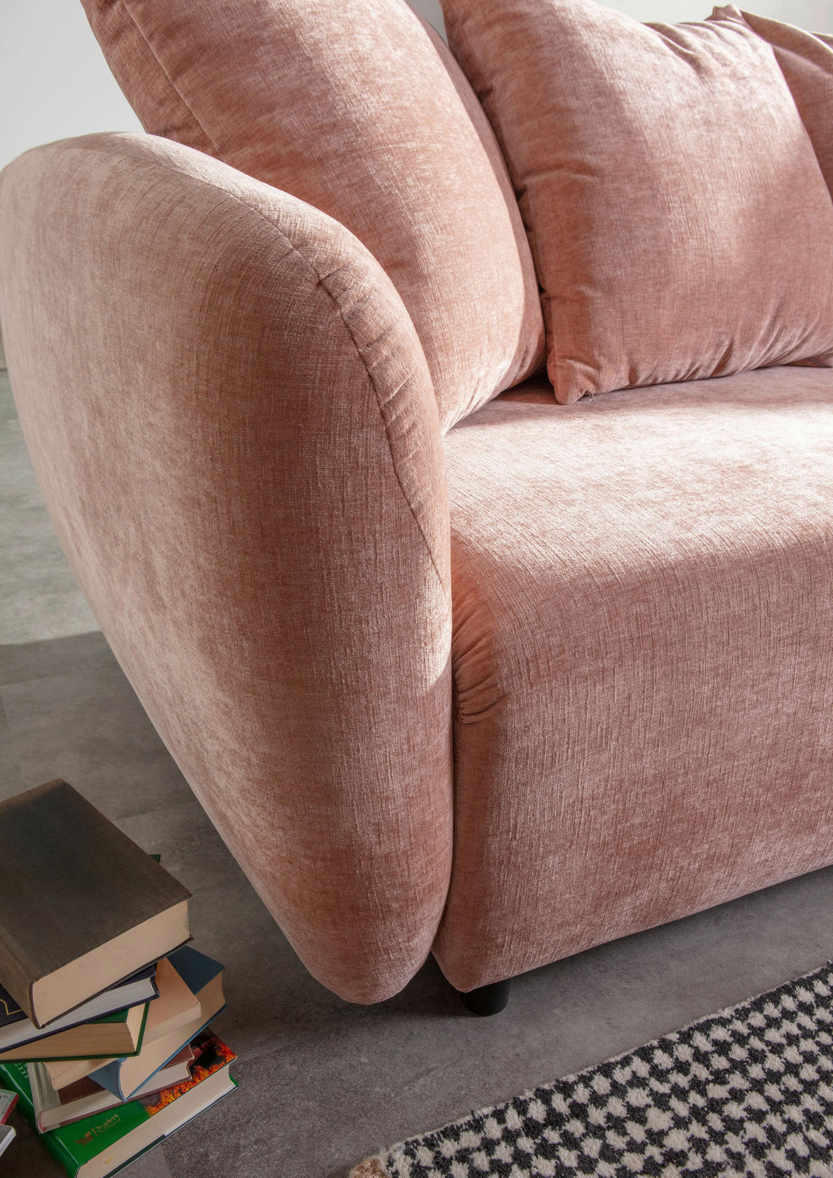SCHLAFSOFA in Flachgewebe Altrosa  - Schwarz/Altrosa, Konventionell, Kunststoff/Textil (250/74/108cm) - Carryhome