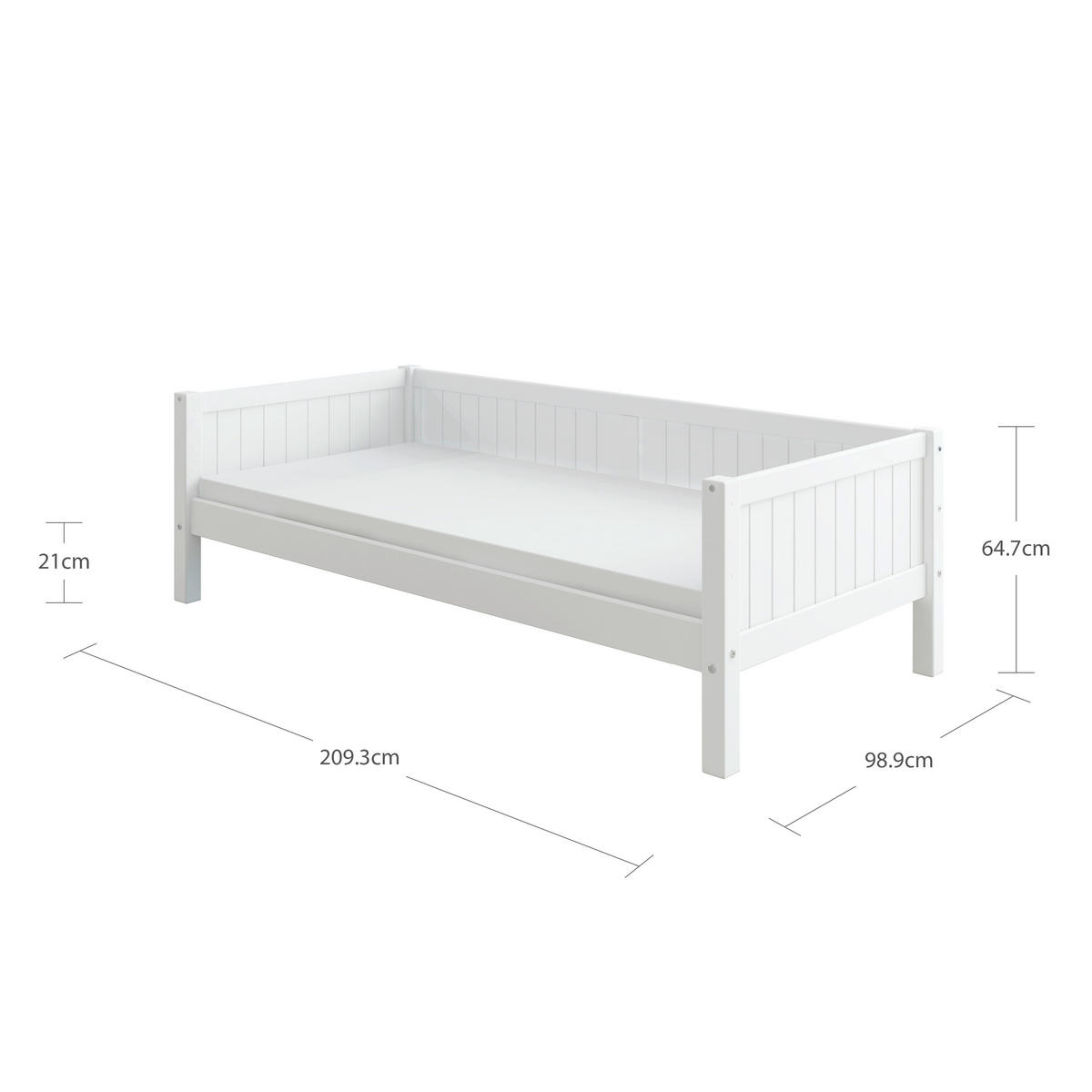 BETT 90/200 cm,  in Weiß, Rollrost  - Weiß, MODERN, Holz (90/200cm) - Chameo