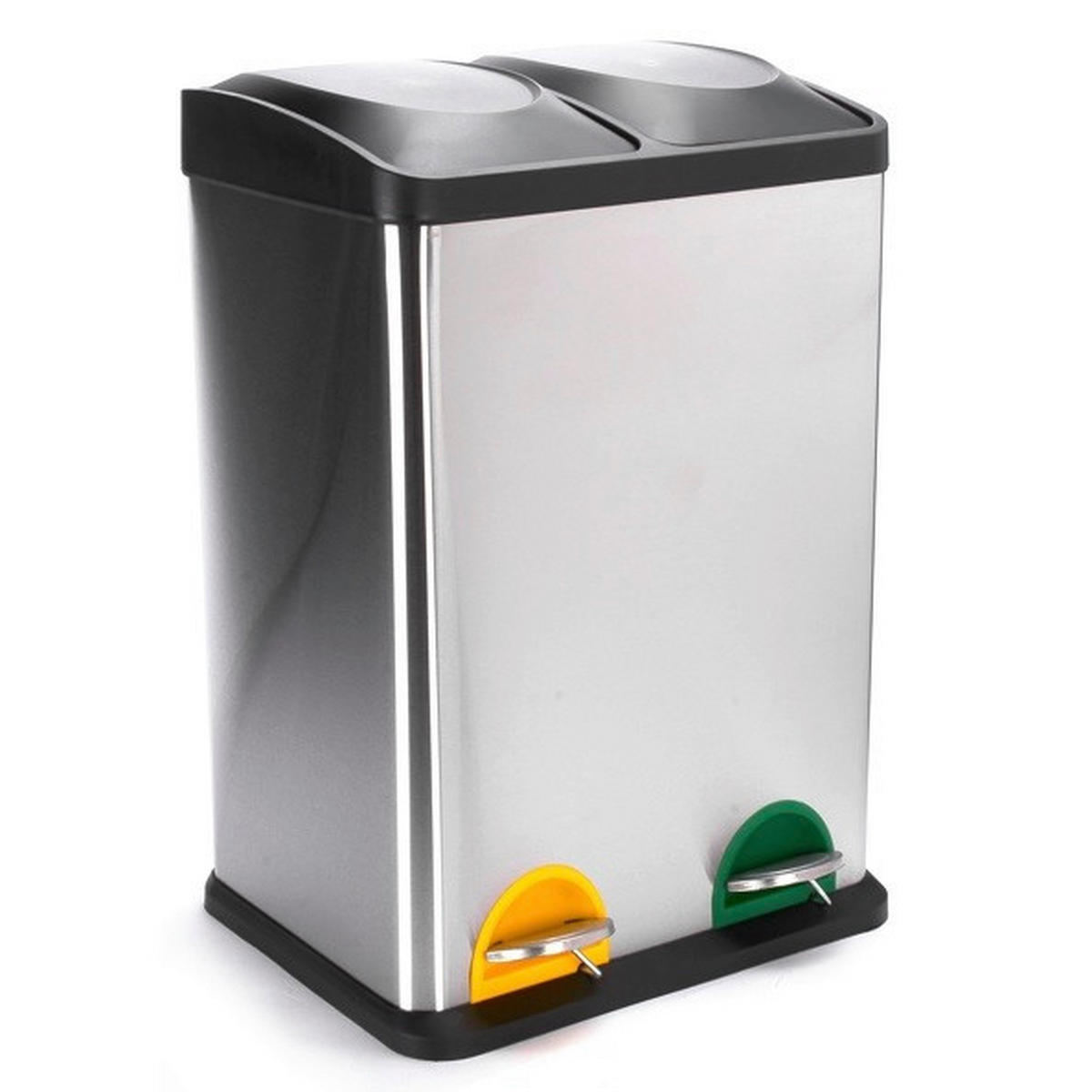 TRETEIMER 40 l  Metall  - Silberfarben/Schwarz, Basics, Kunststoff/Metall (40/34/60cm)