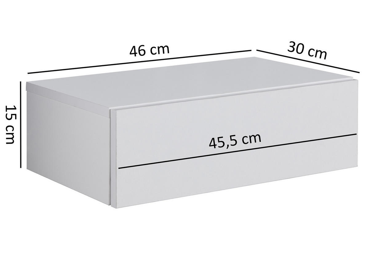 NOĆNI ORMARIĆ     - bijela, Moderno, drvni materijal (46/15/30cm) - MID.YOU