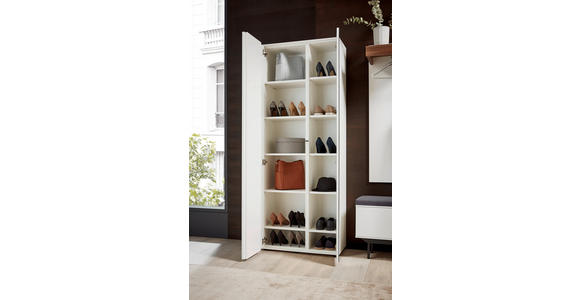 GARDEROBE 195/198/37 cm - Nussbaumfarben/Weiß, Design, Glas/Holz (195/198/37cm) - Ambiente