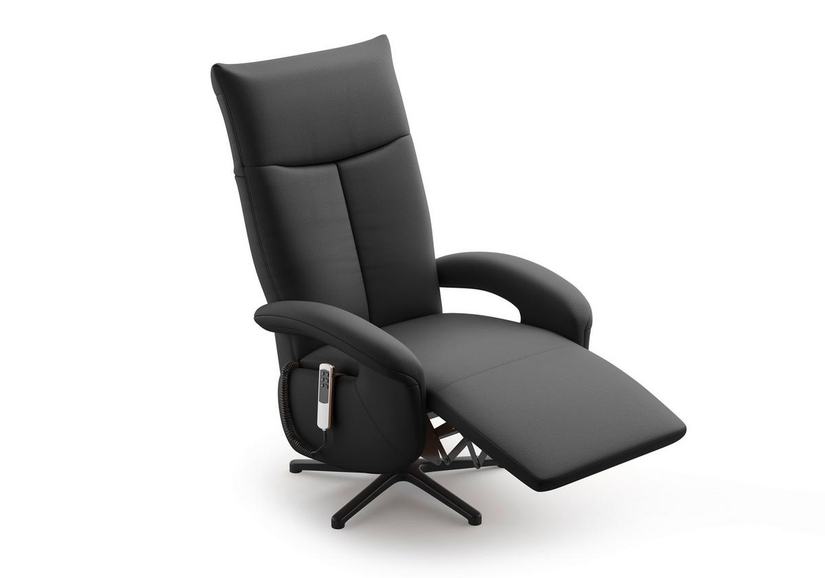 SESSEL in Echtleder Schwarz  - Schwarz, KONVENTIONELL, Leder/Metall (74/112/82cm) - Sit & More