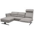 ECKSOFA Sandfarben Flachgewebe  - Sandfarben/Schwarz, Design, Textil/Metall (176-217/259-307cm) - Dieter Knoll