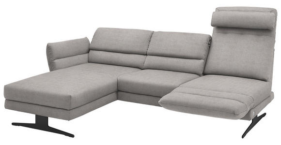 ECKSOFA Sandfarben Flachgewebe  - Sandfarben/Schwarz, Design, Textil/Metall (176-217/259-307cm) - Dieter Knoll