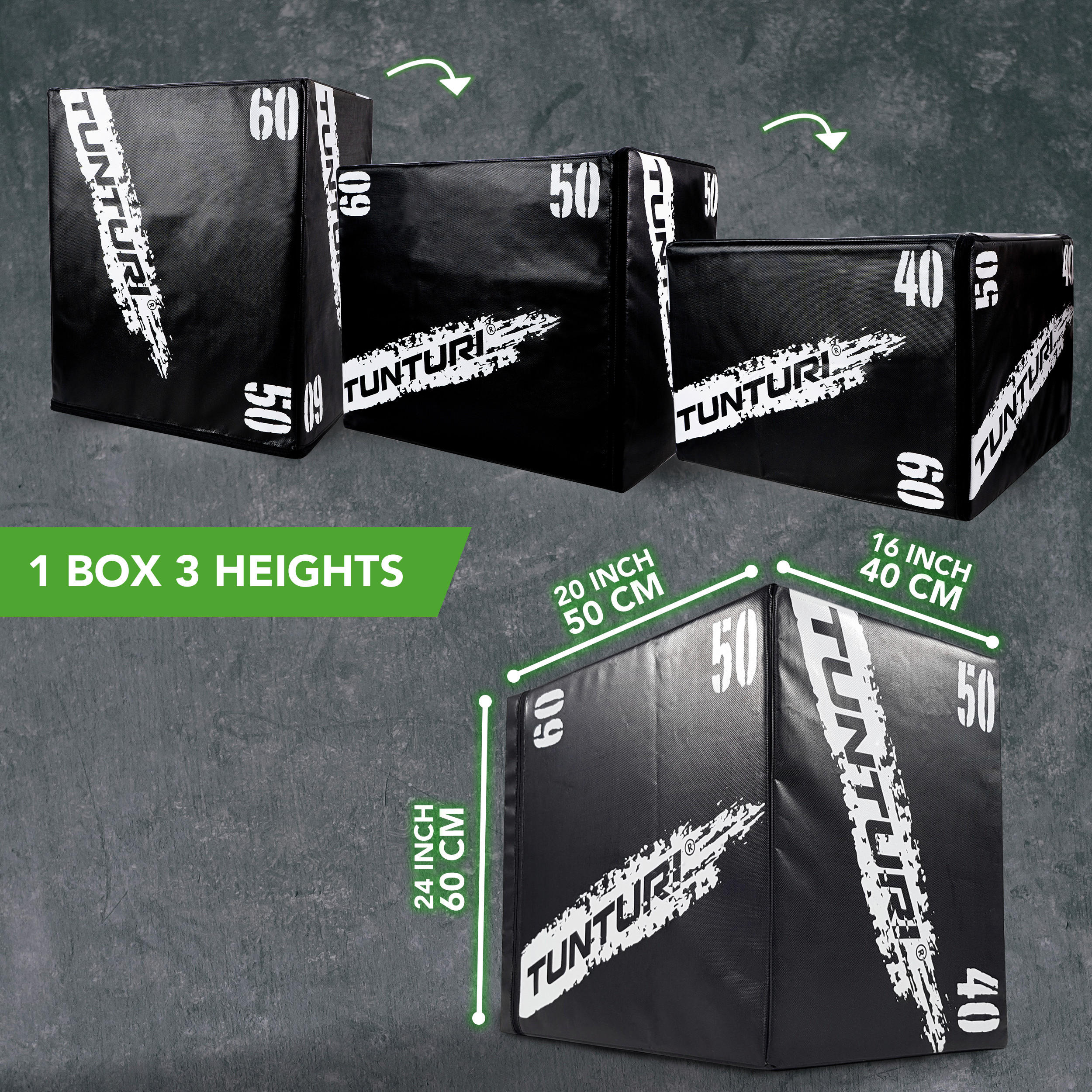 TRAININGSBOX  - Schwarz, KONVENTIONELL, Holz (40/50/60cm)