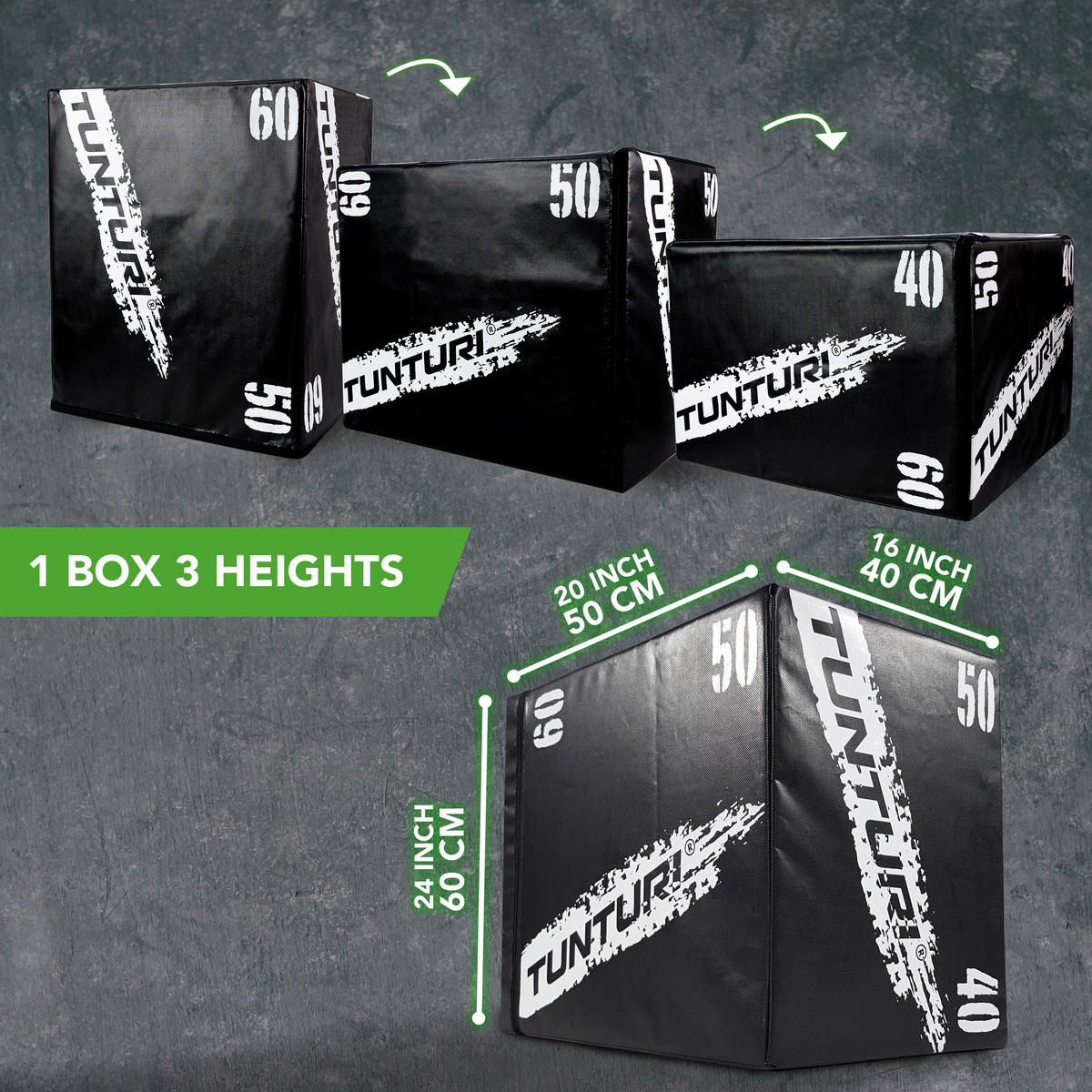 TRAININGSBOX  - Schwarz, KONVENTIONELL, Holz (40/50/60cm)