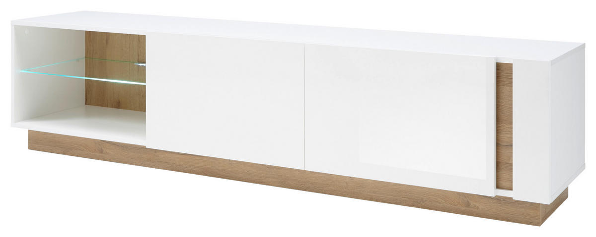 LOWBOARD  in 188/46/40 cm  - Eichefarben/Weiß, Design, Glas/Holzwerkstoff (188/46/40cm) - MID.YOU