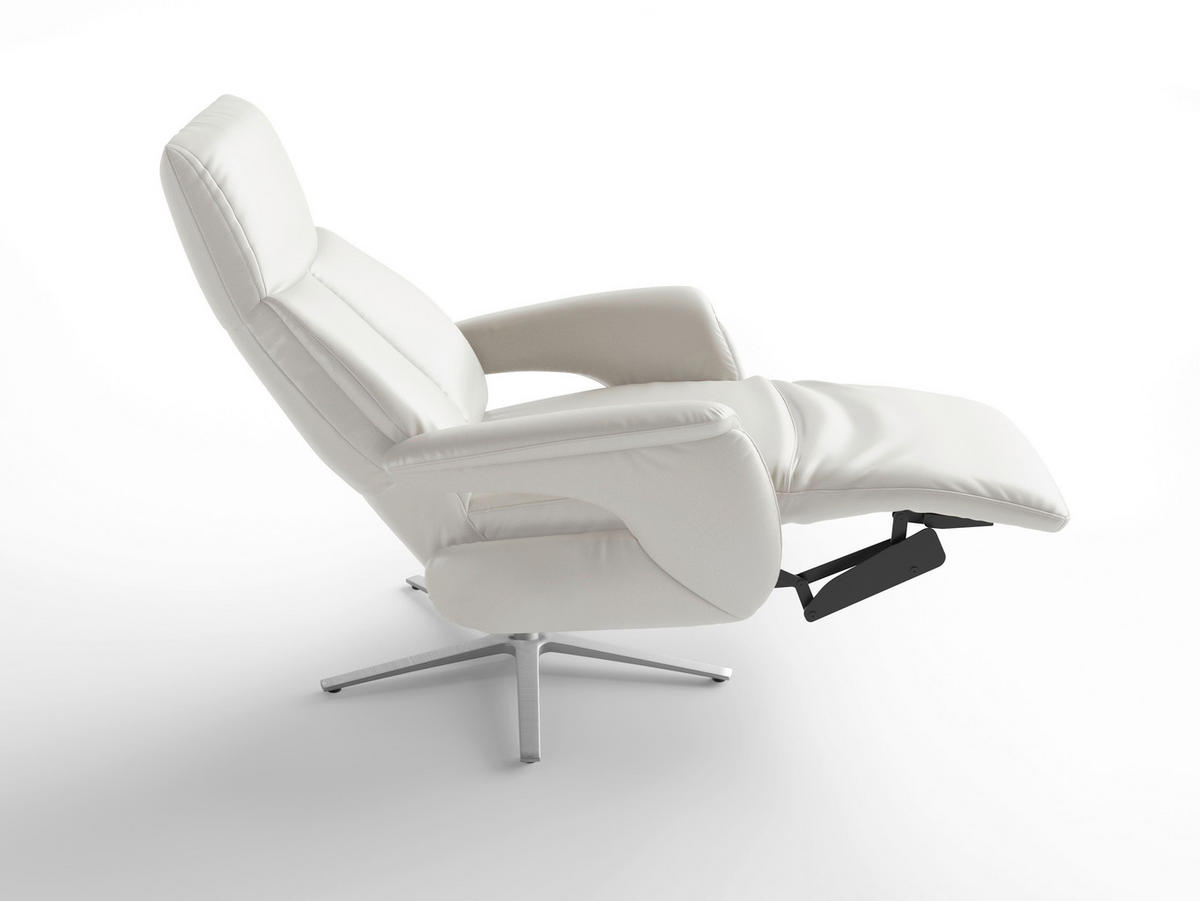RELAXAČNÍ KŘESLO, kůže, bílá - bílá/barvy stříbra, Basics, kov/kůže (75/110/85cm) - Sit & More