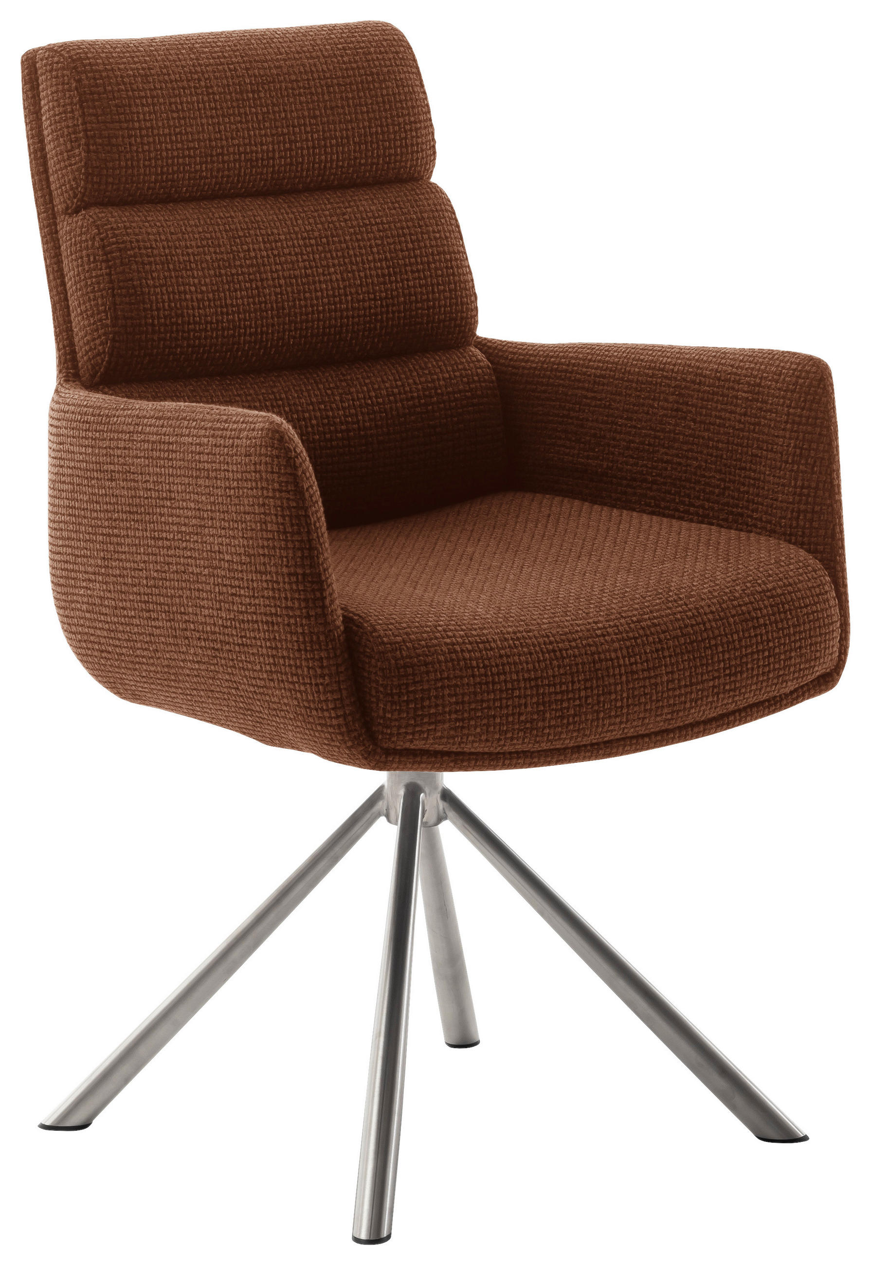 ARMLEHNSTUHL  Stoffauswahl, Typenauswahl, Sitzfläche 360° drehbar, Gestellauswahl Webstoff  Edelstahlfarben, Rostfarben  - Edelstahlfarben/Rostfarben, Design, Textil/Metall (61/90/64cm) - Dieter Knoll