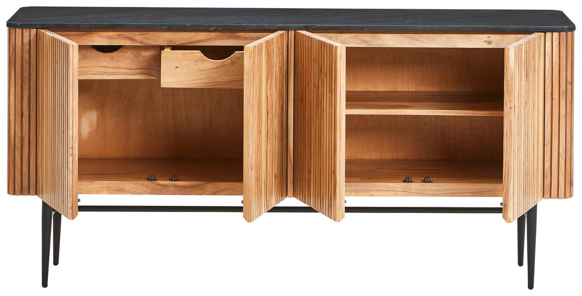 SIDEBOARD 170/80/40 cm  in Schwarz, Akaziefarben  - Schwarz/Akaziefarben, Lifestyle, Holz/Stein (170/80/40cm) - Landscape