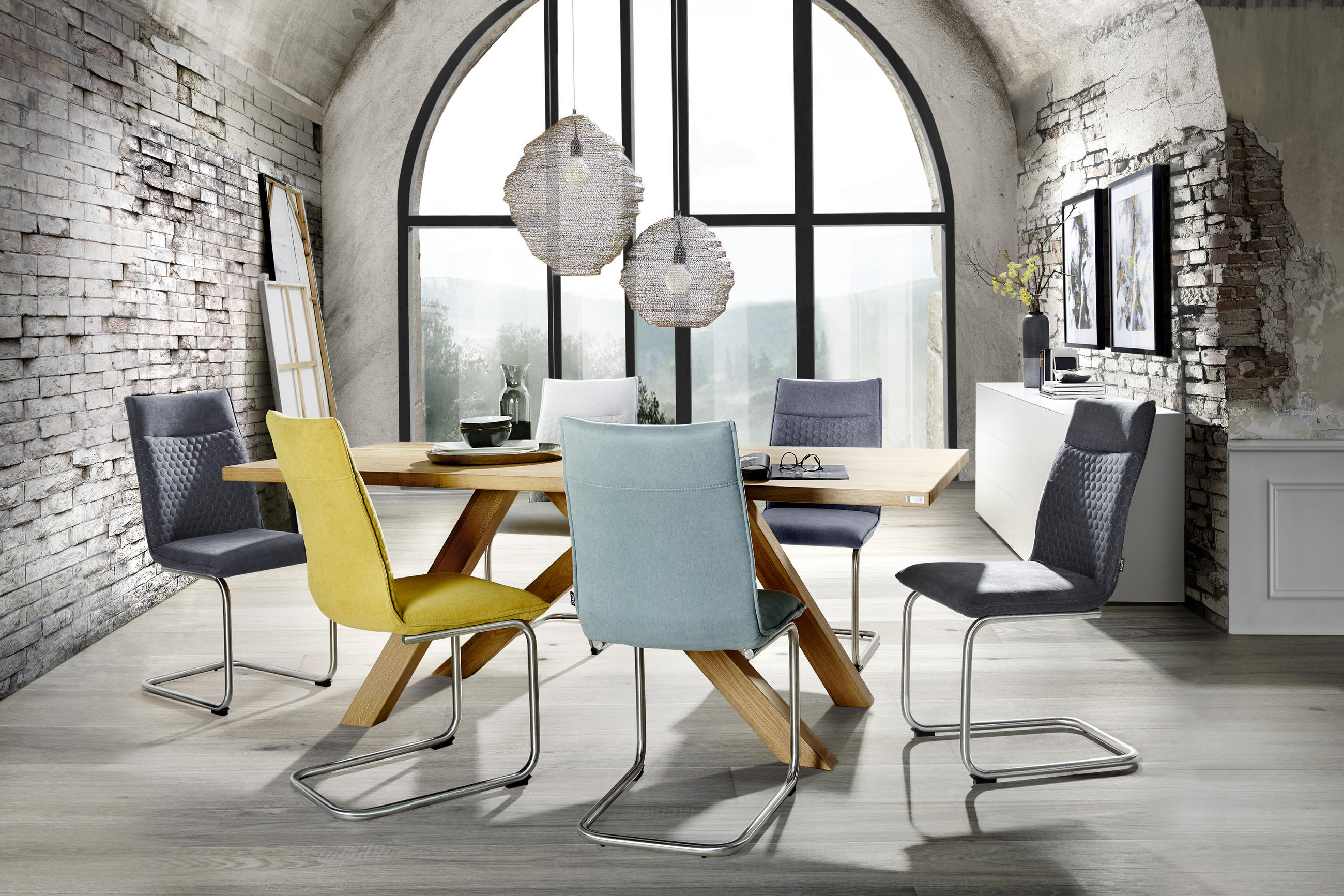 SCAUN BUCATARIE din metal, textil gri deschis  - gri deschis/culoare inox, Design, metal/textil (47/92/59cm) - Xora