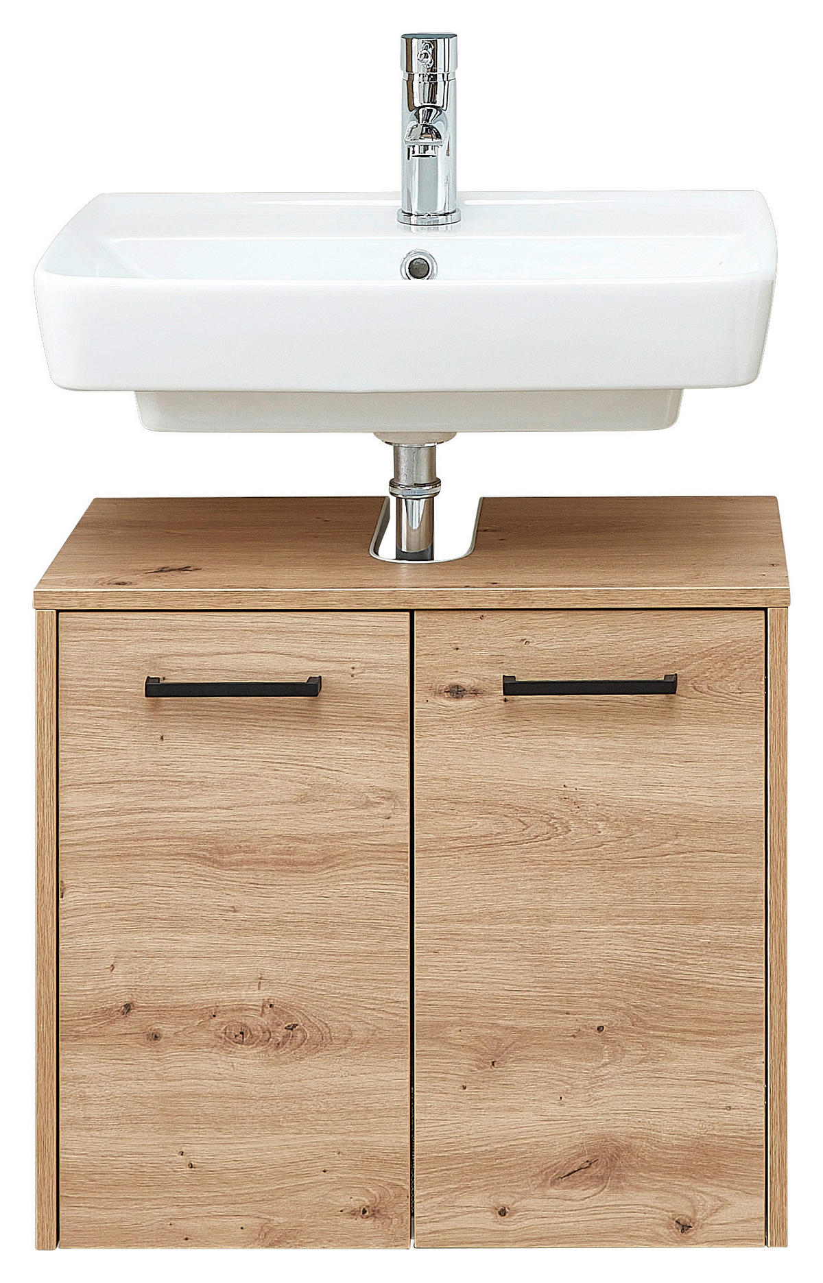 WASCHBECKENUNTERSCHRANK 60/53/33 cm  - Eichefarben/Schwarz, Design, Holzwerkstoff/Metall (60/53/33cm) - Xora