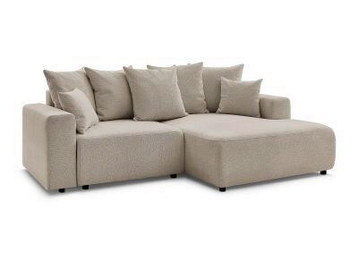 ECKSOFA Ottomane rechts  ATILLA Taupe Flachgewebe  - Taupe/Schwarz, MODERN, Kunststoff/Textil (244/149cm)
