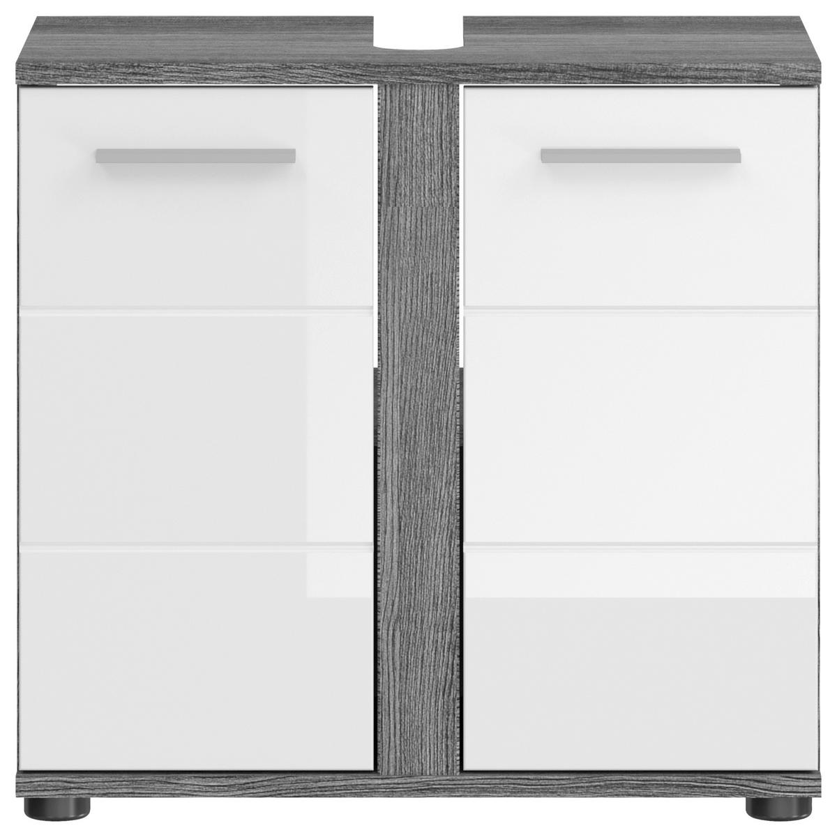 KOUPELNA vysoce lesklá bílá  - barvy stříbra/černá, Moderní, kompozitní dřevo/plast (60cm) - MID.YOU