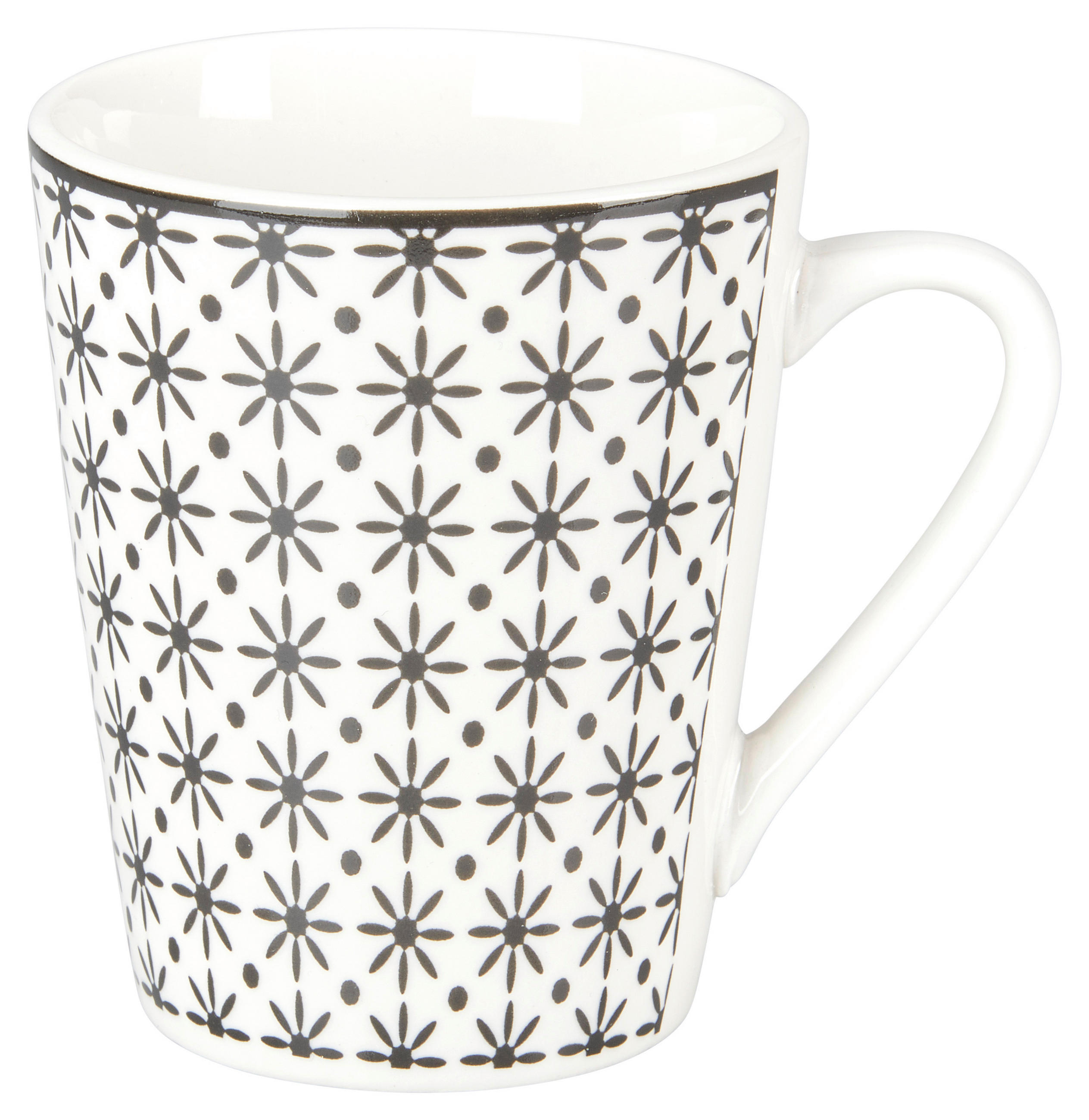 KÁVÉSBÖGRE 250 ml  - fekete/fehér, Trend, kerámia (7,8/9,5cm) - Novel