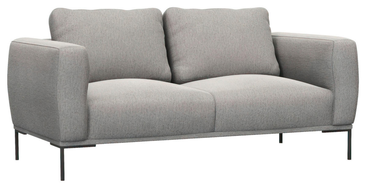 2,5-SITZER Webstoff, Flachgewebe Grau  - Schwarz/Grau, Design, Textil/Metall (180/80,5/87cm) - Livetastic
