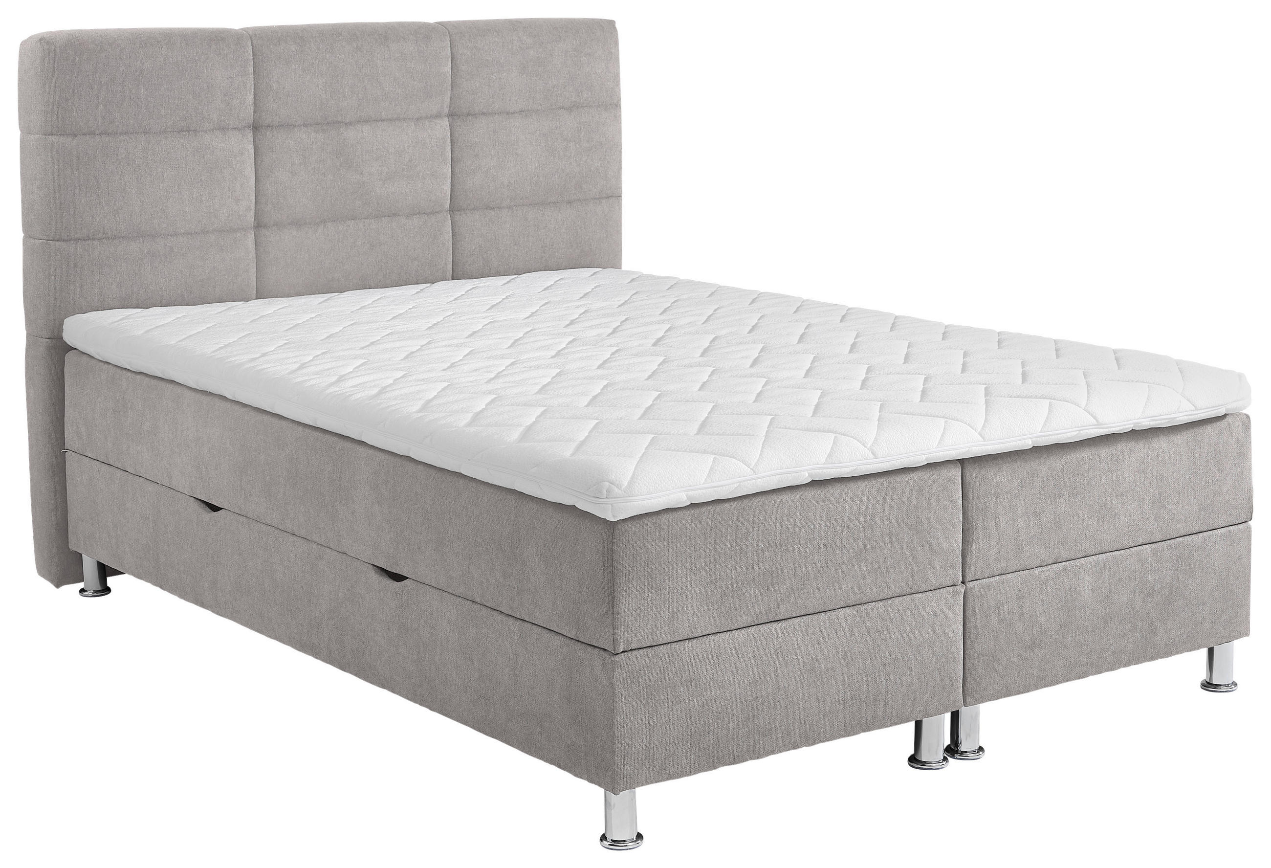 BOXBETT 140/200 cm  in Grau  - Chromfarben/Grau, KONVENTIONELL, Textil/Metall (140/200cm) - Carryhome