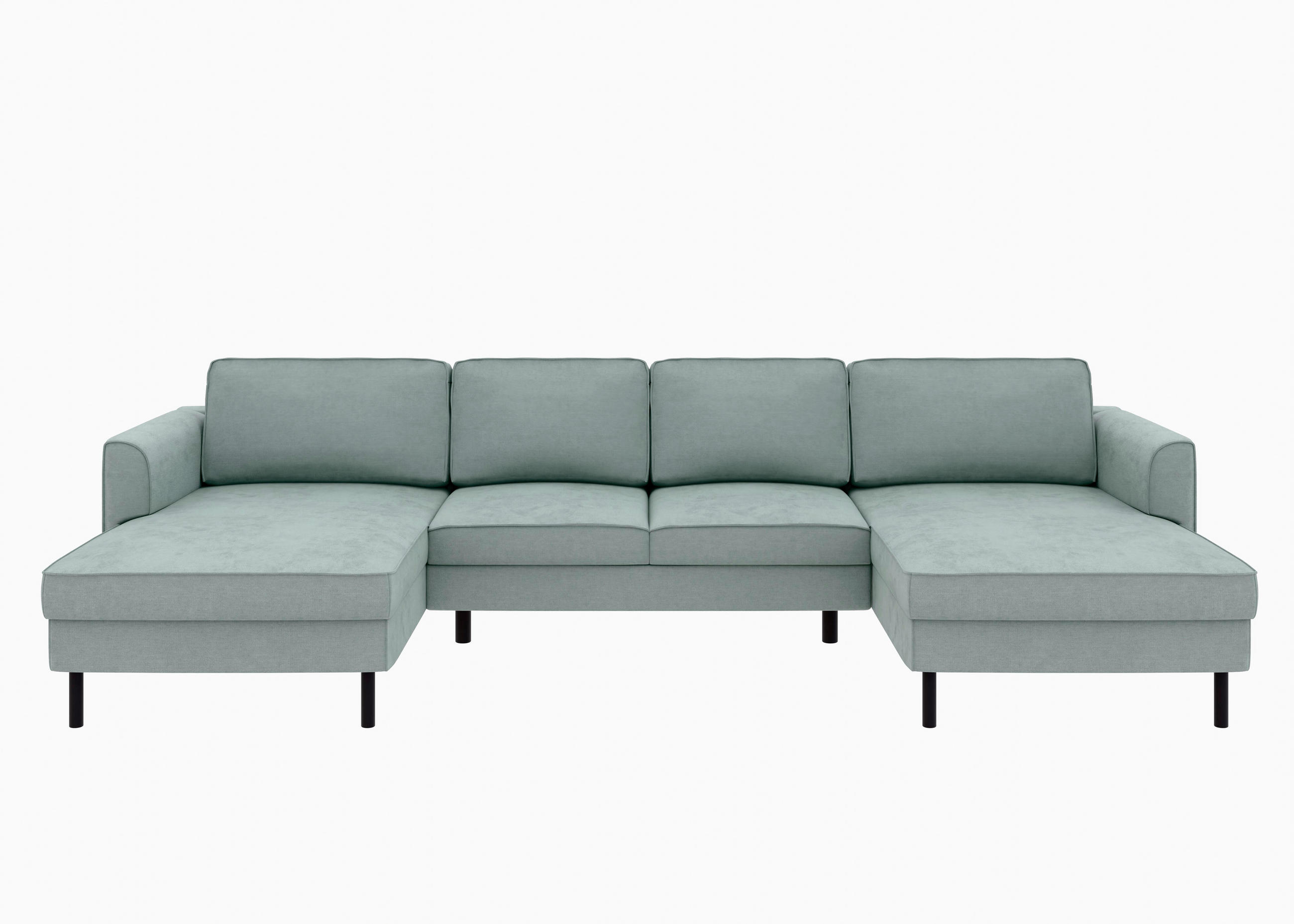 WOHNLANDSCHAFT Mintgrün Struktur  - Schwarz/Mintgrün, MODERN, Textil/Metall (161/306/161cm) - Trendmanufaktur