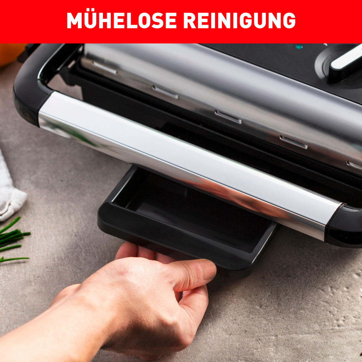 KONTAKTGRILL Inicio Adjust  - Chromfarben/Schwarz, Basics, Kunststoff/Metall (33,7/11,8cm) - Tefal