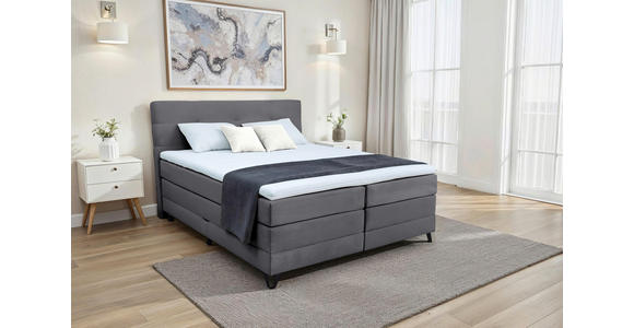 BOXSPRINGBETT 160/200 cm  in Dunkelgrau  - Dunkelgrau/Schwarz, KONVENTIONELL, Textil/Metall (160/200cm) - Carryhome