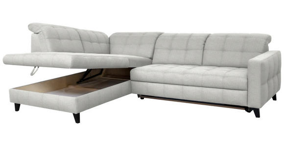 ECKSOFA in Webstoff Hellgrau 216/297 cm - Hellgrau/Schwarz, Design, Holz/Textil (216/297cm) - Xora