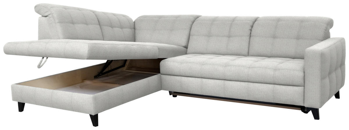 ECKSOFA in Webstoff Hellgrau  216/297 cm  - Hellgrau/Schwarz, Design, Holz/Textil (216/297cm) - Xora
