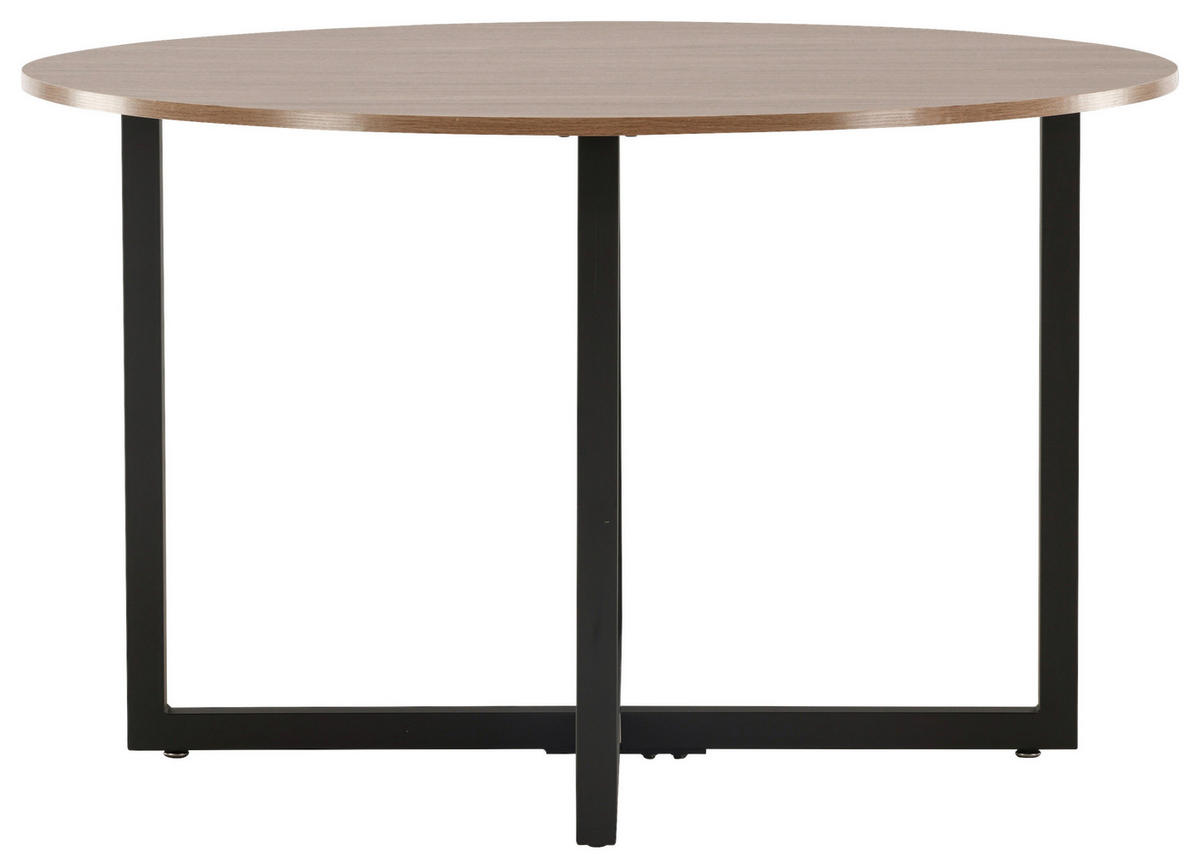 ESSTISCH in Metall, Holzwerkstoff 120/120/75 cm  - Walnussfarben/Schwarz, Design, Holzwerkstoff/Metall (120/120/75cm) - Livetastic