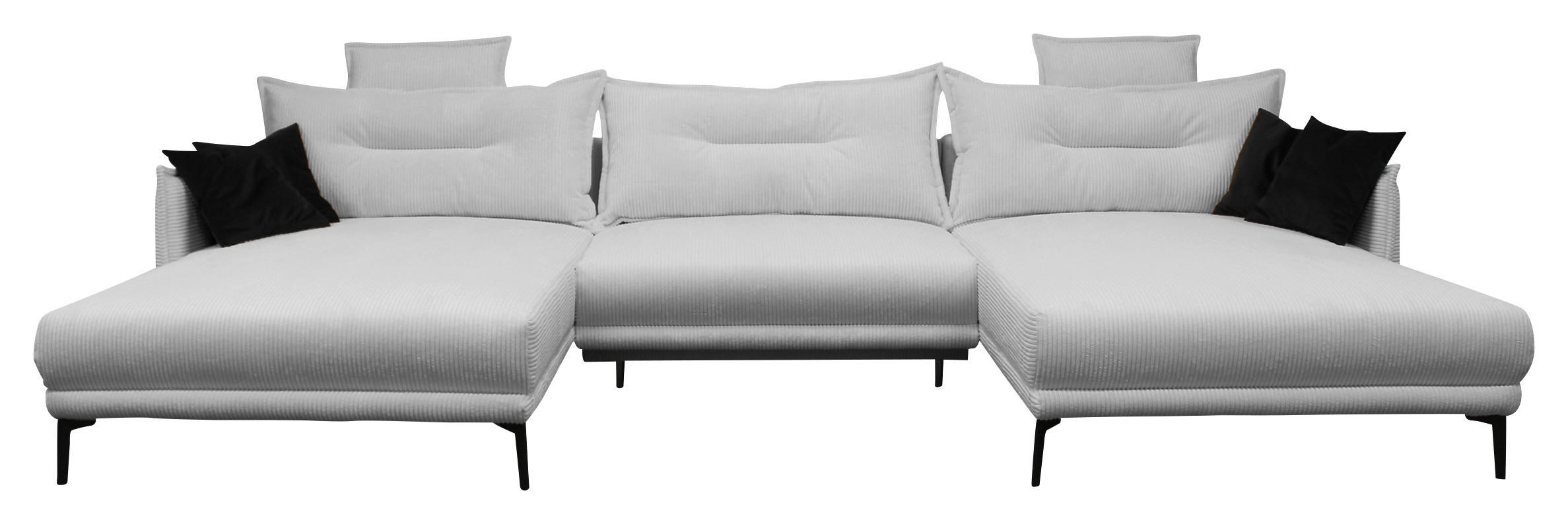 WOHNLANDSCHAFT NUOVO U Hellgrau Cord  - Hellgrau/Schwarz, Design, Textil/Metall (194/360/194cm) - MID.YOU