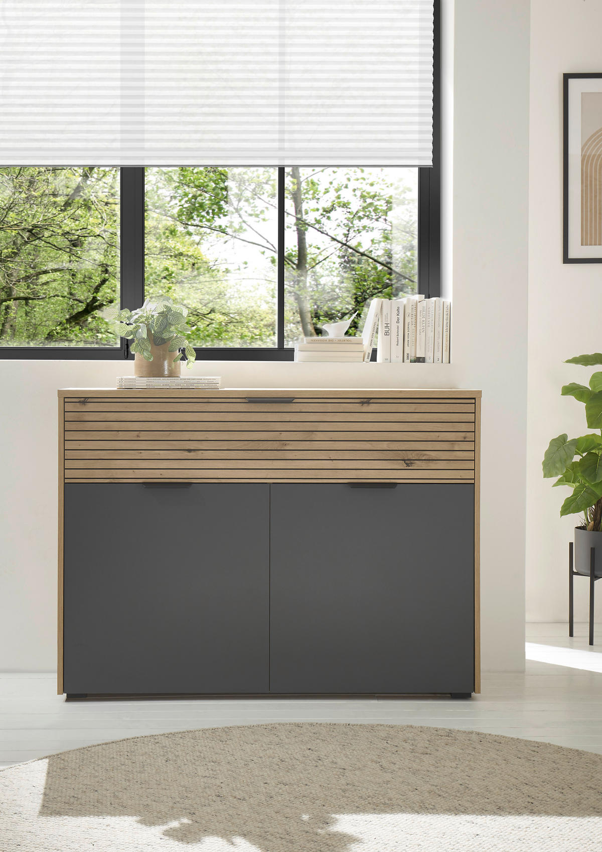 SIDEBOARD  in 125/92/38 cm  - Schwarz/Graphitfarben, KONVENTIONELL, Holzwerkstoff/Kunststoff (125/92/38cm) - Ti'me