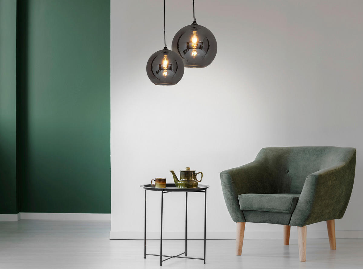 HÄNGELEUCHTE 30/130 cm   - Anthrazit/Schwarz, Design, Glas/Metall (30/130cm) - Näve