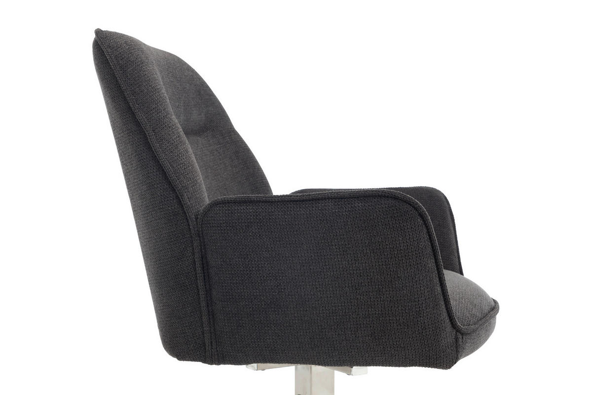 ARMLEHNSTUHL  Sitzfläche 180° drehbar, automatische Rückholfunktion Chenille  - Edelstahlfarben/Anthrazit, MODERN, Textil/Metall (60/89/64cm) - Livetastic