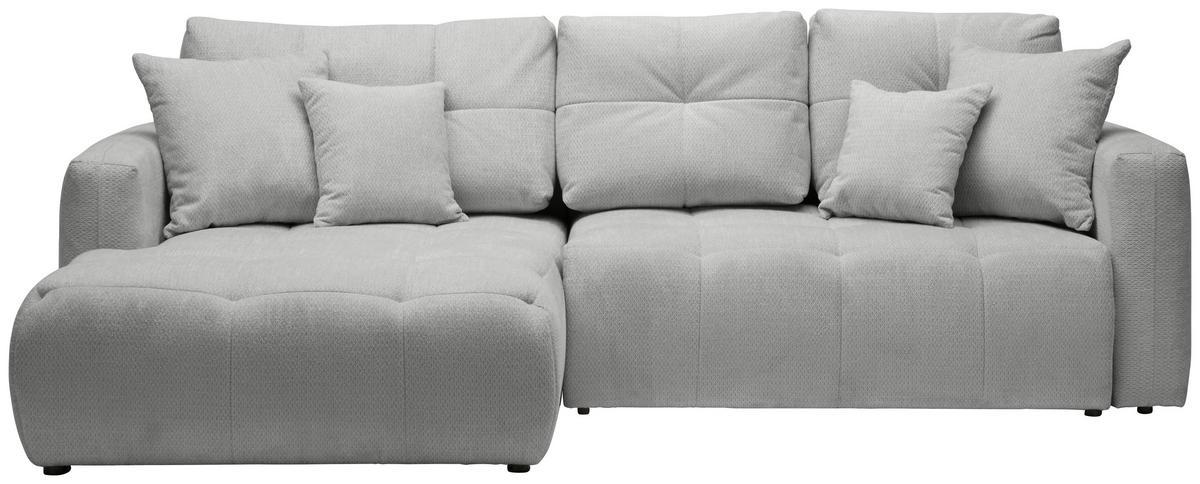 ECKSOFA in Chenille Grau  - Schwarz/Grau, Modern, Kunststoff/Textil (172/276cm) - Hom`in