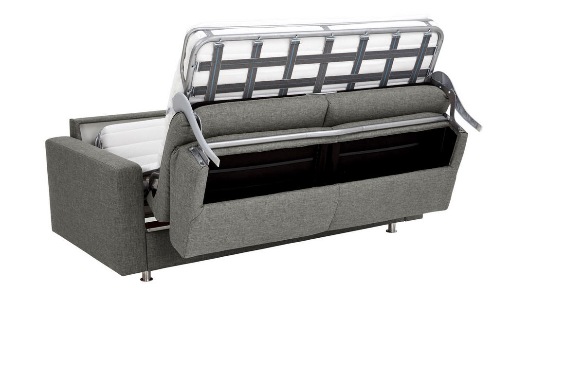 SCHLAFSOFA in Textil Grau  - Chromfarben/Grau, Design, Textil/Metall (195/84/100cm) - Bali