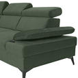 ECKSOFA Dunkelgrün Flachgewebe Rücken echt, Kopfteilverstellung, Sitzvorzug  - Dunkelgrün/Schwarz, MODERN, Textil/Metall (210/258cm) - Landscape