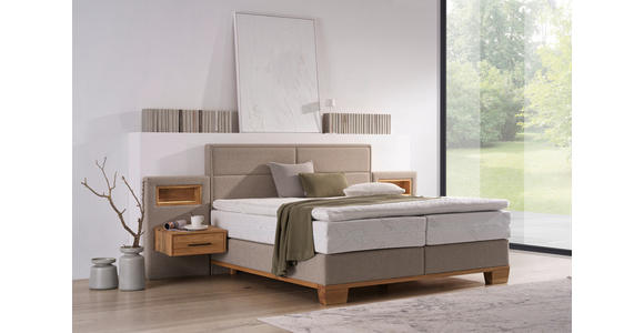 BOXSPRINGBETT 180/200 cm  in Eichefarben, Graubraun  - Eichefarben/Graubraun, Natur, Holz/Textil (180/200cm) - Valnatura