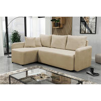 ECKSOFA STERN Beige Bouclé Zierkissen, Rückenkissen, Bettkasten  - Beige/Schwarz, Design, Kunststoff/Textil (152/207cm) - MID.YOU