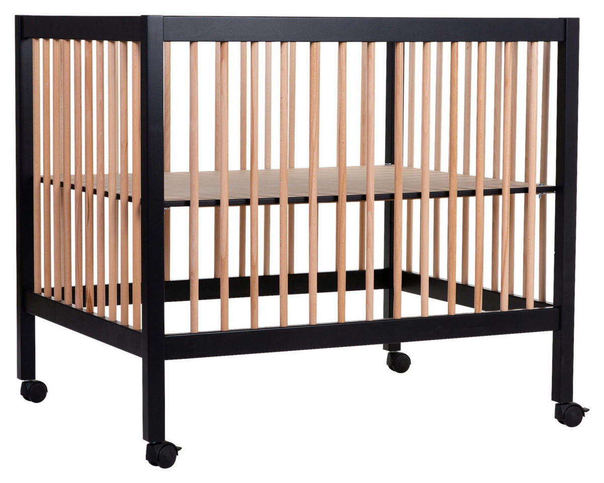 LAUFGITTER Playpen 97 2023  98/78/82 cm  - Schwarz/Naturfarben, KONVENTIONELL, Holz/Kunststoff (98/78/82cm) - Childhome