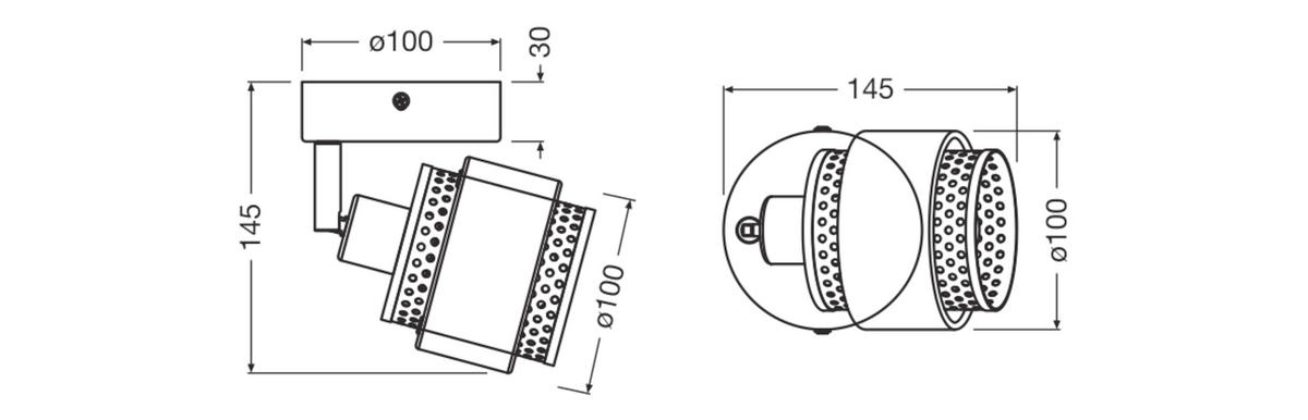 LED-STRAHLER 10/14,5/14,5 cm   - Goldfarben/Schwarz, Basics, Textil/Metall (10/14,5/14,5cm) - Osram