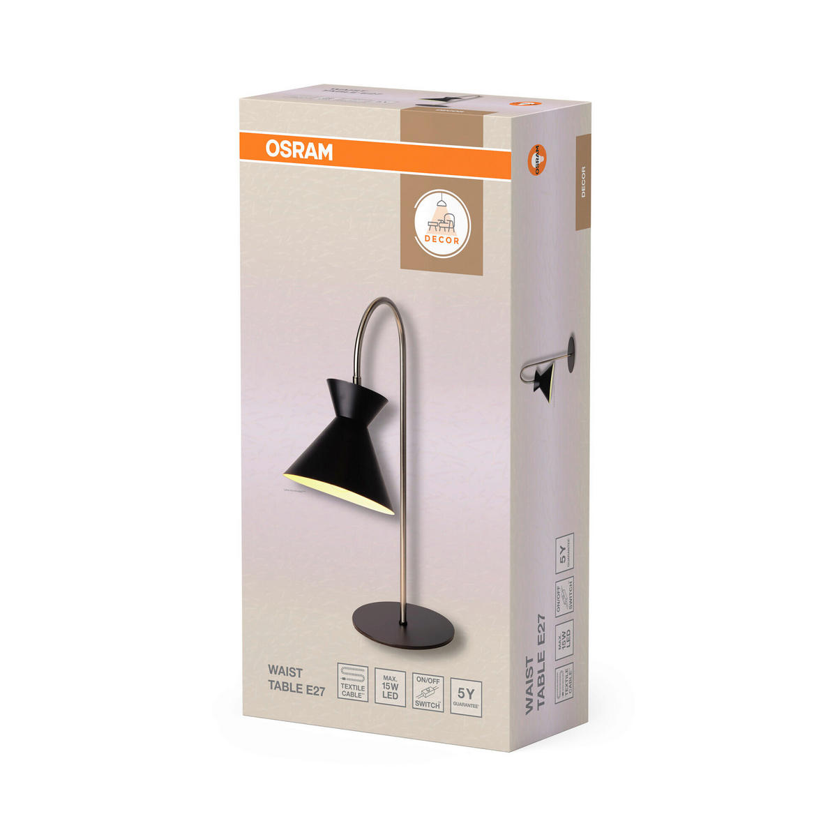 TISCHLEUCHTE 20/38/56 cm   - Schwarz, Basics, Metall (20/38/56cm) - Osram